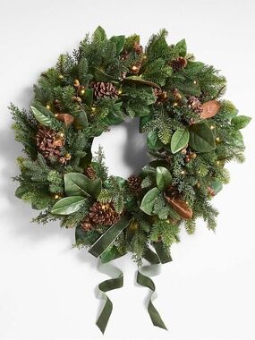 Crate & Barrel Magnolia & Pinecone Wreath